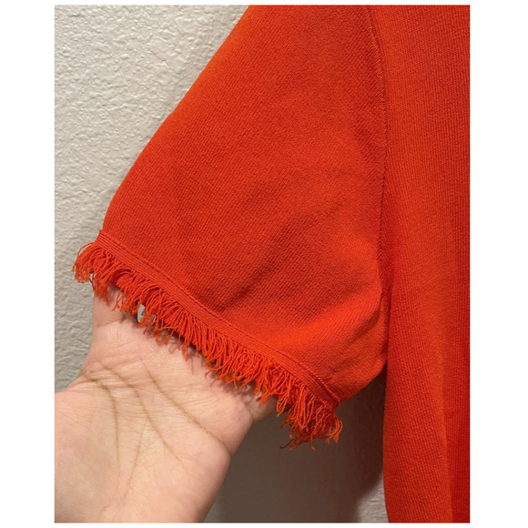 THML Orange Short Sleeve Fringe Blouse - Picture 3 of 5
